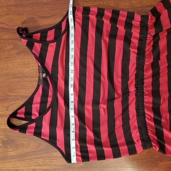 Fever Dress Womens Size XL Sleeveless Slit Stripped Maxi Pink Black - Picture 4 of 11